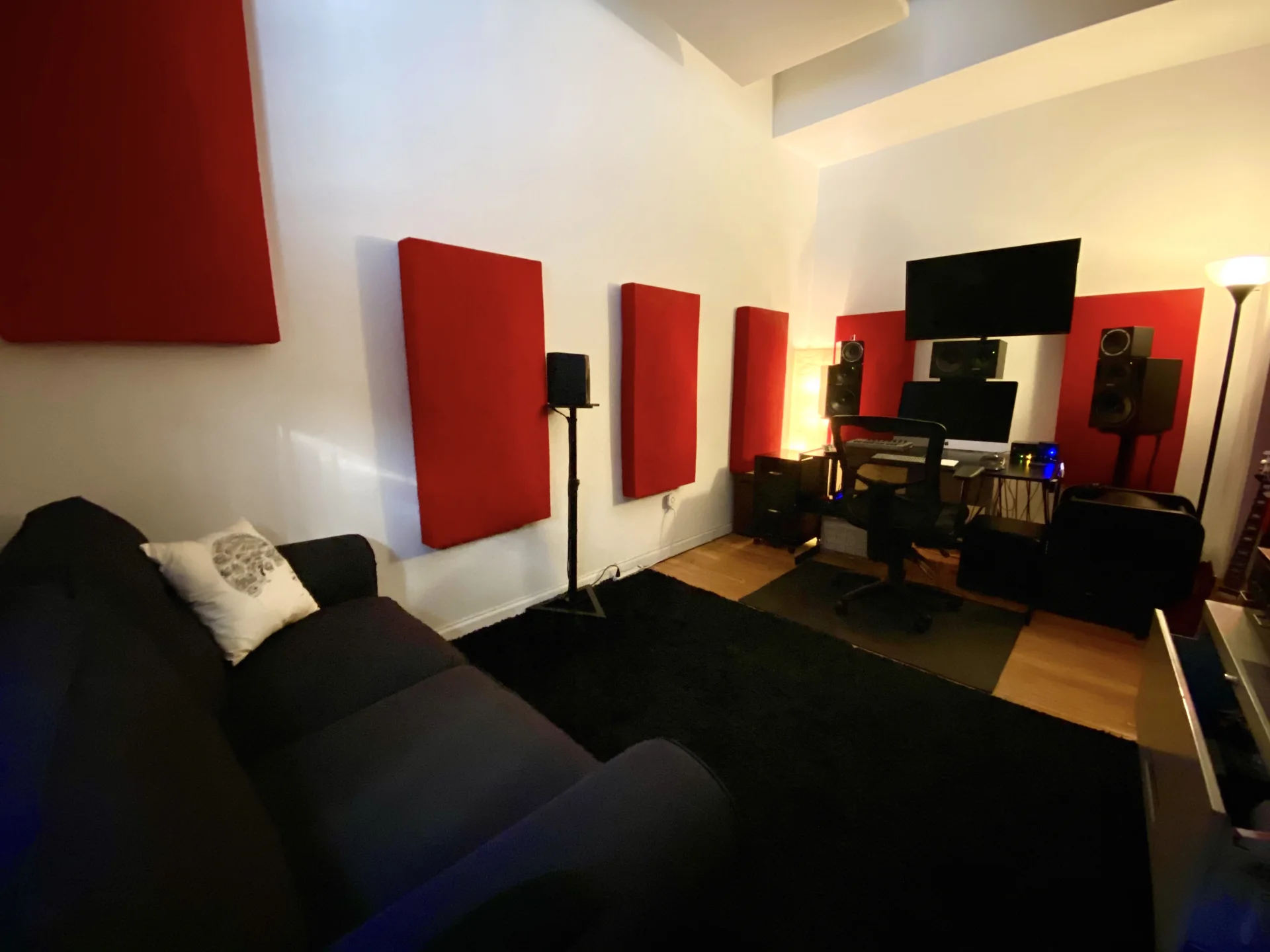 Wide view of the Brooklyn studio and listening area
